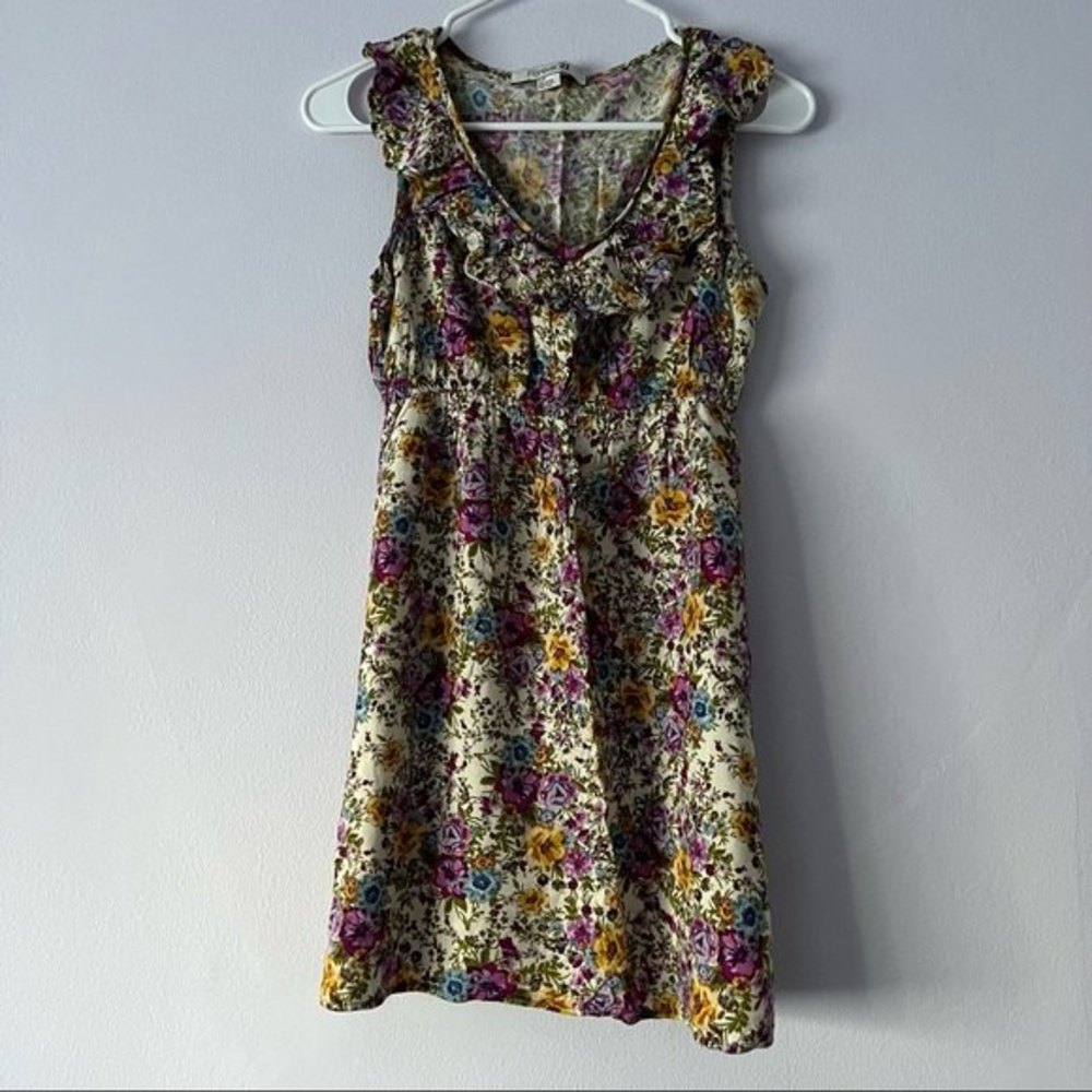 Forever21 Floral Ruffle Sleeveless V-neck Dress Small